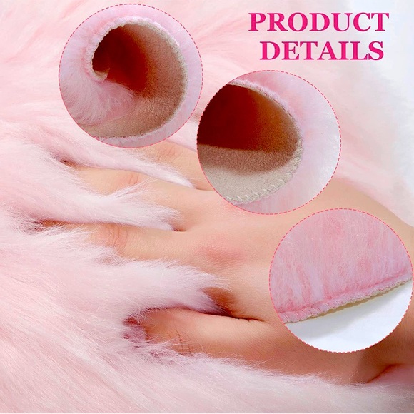 NEW Pink & White Faux Fur Heart-Shaped Rugs - Picture 3 of 3